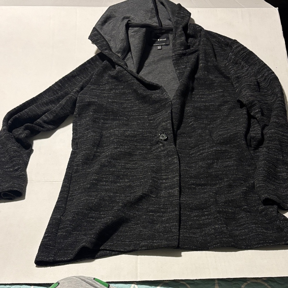 Grey tone  Hooded pocketed jacket Cardigan